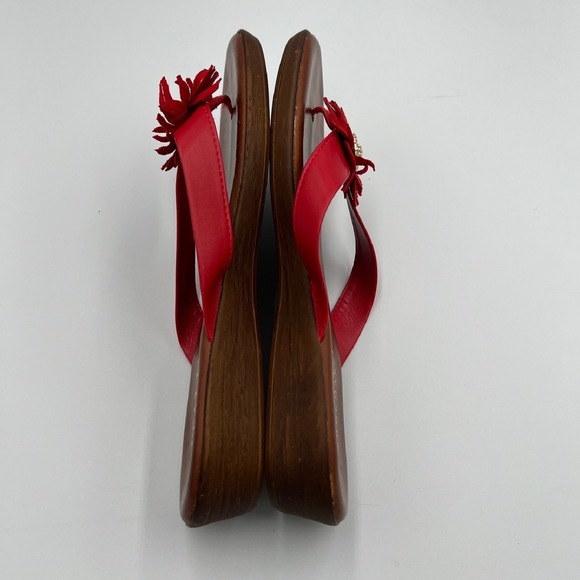 ✨Italian Shoemakers Red Flower‎ Rhinestone Thong Sandals Made in Italy 8.5 women - Picture 6 of 8